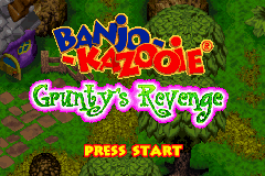 Banjo Kazooie Grunty's Revenge title screen for GameBoy Advance